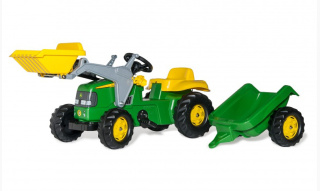 ZABAWKA JOHN DEERE Traktor na Pedały z Łyżką i Przyczepą