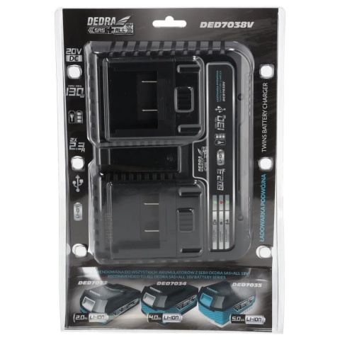 Ładowarka, zasilacz, podwójna DEDRA 18V 130 W Ładowarka, zasilacz, podwójna DEDRA 18V 130 W