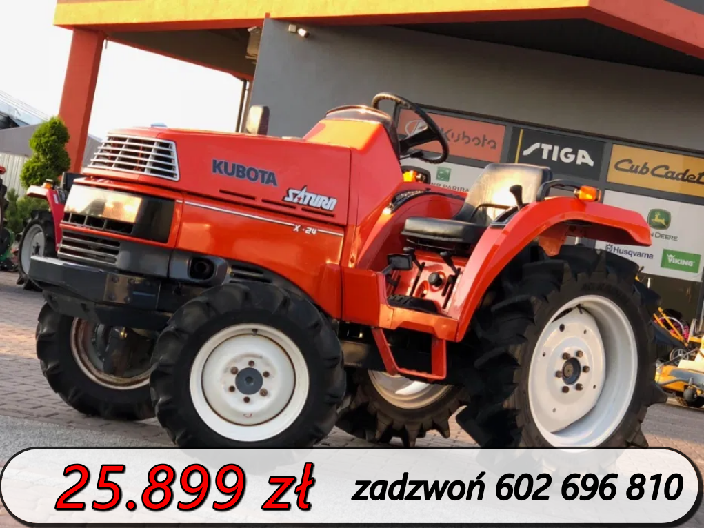 Minitraktorek wolnobieżny Kubota Saturn X24 napęd 4x4 moc 24KM wspomag
